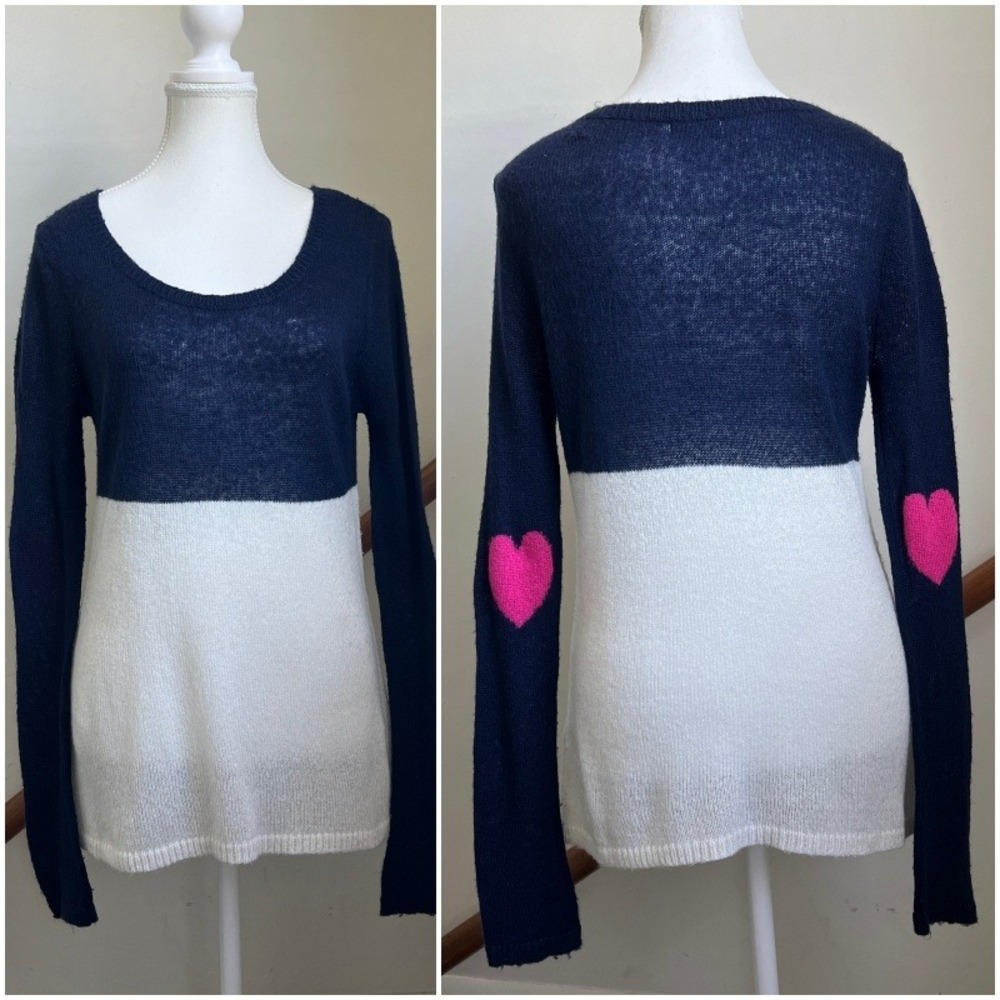 Novelty Heart Patch PJ Salvage Sweater Medium Twee Romantic‎ Pullover Knit Top